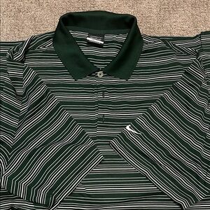 Nike Men's Dark Green Striped Polo Shirt